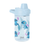 Pale blue water bottle with matching screw-on lid and carry handle, featuring teal accents, displayed against a white background.