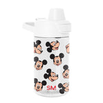 White drinkware with black and peach accents on white background