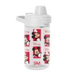 White water bottle with bold red and black printed design wrap featuring contrasting graphics on the exterior.