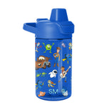 Royal blue water bottle with matching lid, cylindrical design, bright vibrant color throughout body and cap assembly.
