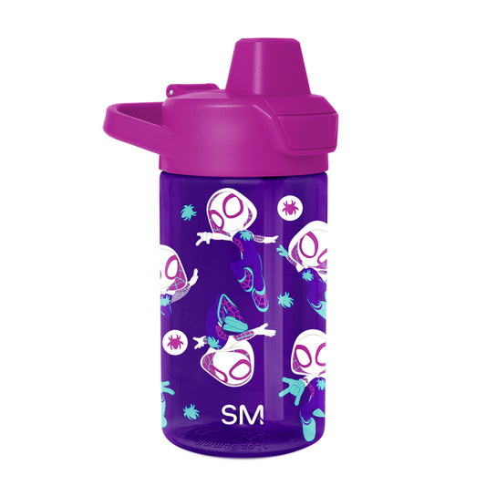 Bright magenta Simple Modern water bottle with flip-cap lid and carrying handle on white background