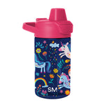Navy blue Simple Modern children's water bottle with hot pink lid and spout on white background
