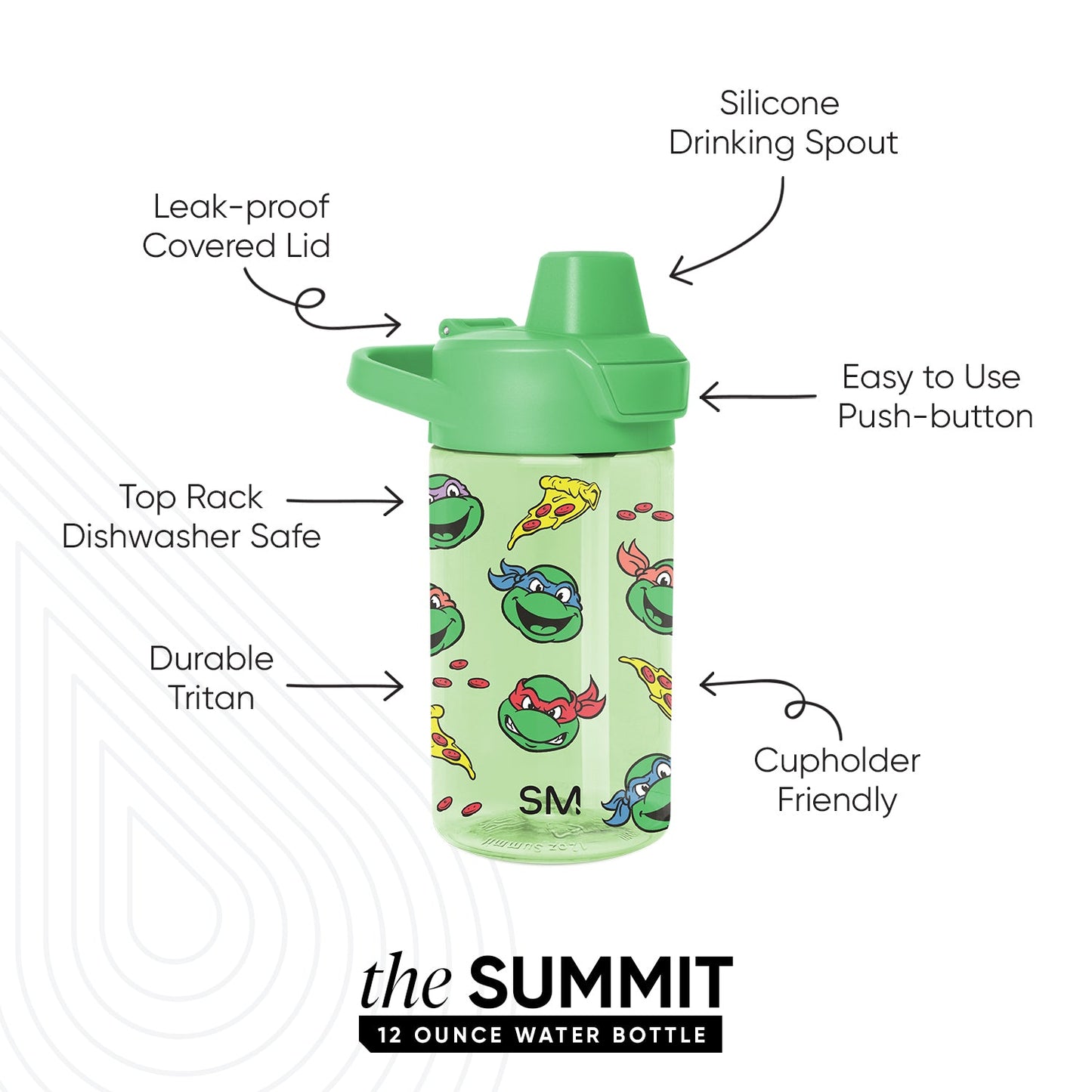 Bright lime green water bottle with vibrant, eye-catching design. Insulated beverage container featuring cheerful neon green coloring as primary color with secondary accent details.
