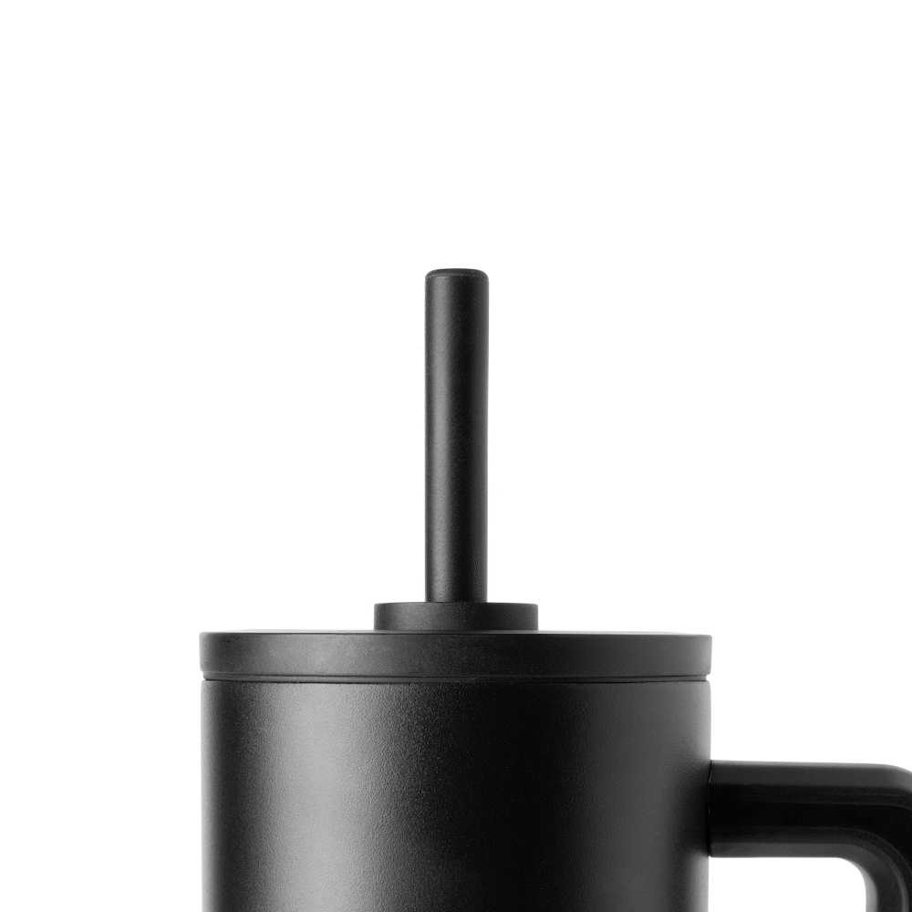 Trek Signature pull-to-unlock mechanism demonstration, showing deep matte black product with textured finish on white background