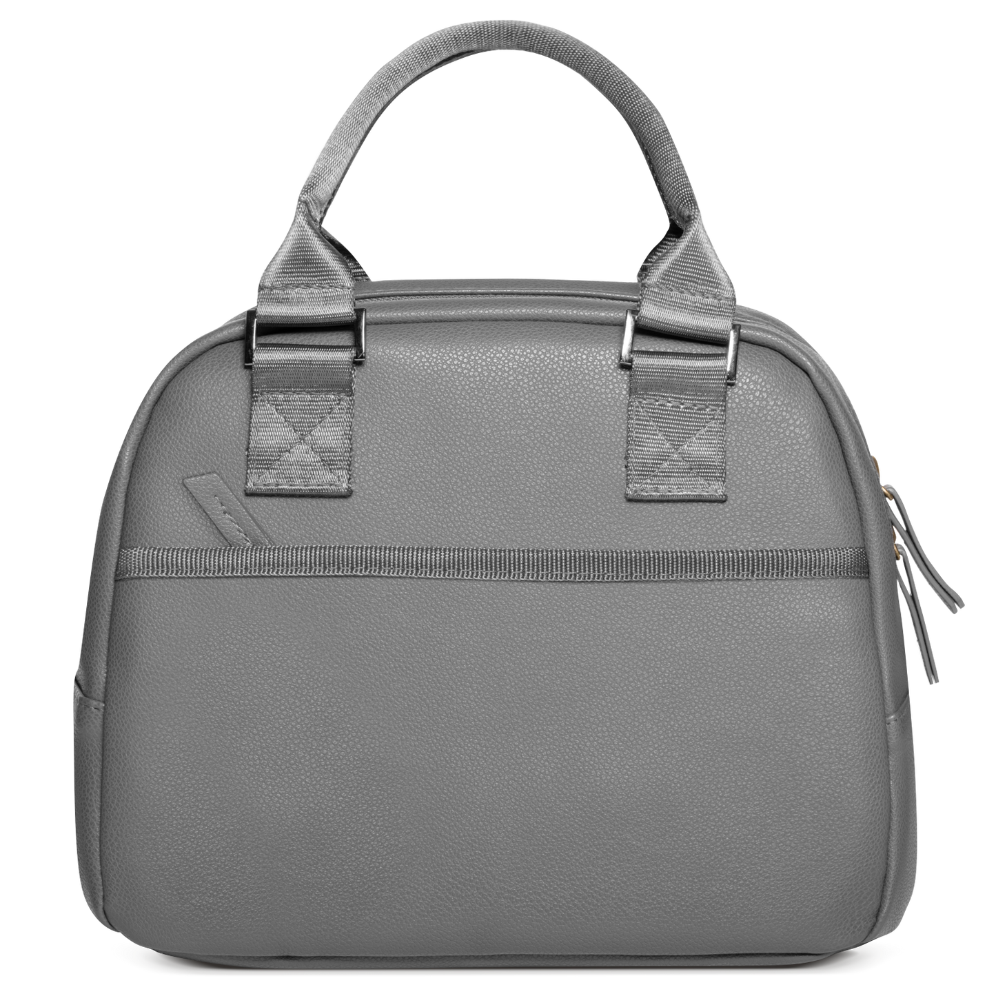 Gray tote bag with dimensional texture and subtle shading, displayed on white background