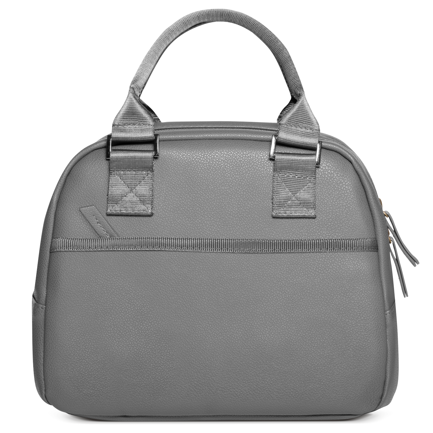Gray tote bag with dimensional texture and subtle shading, displayed on white background
