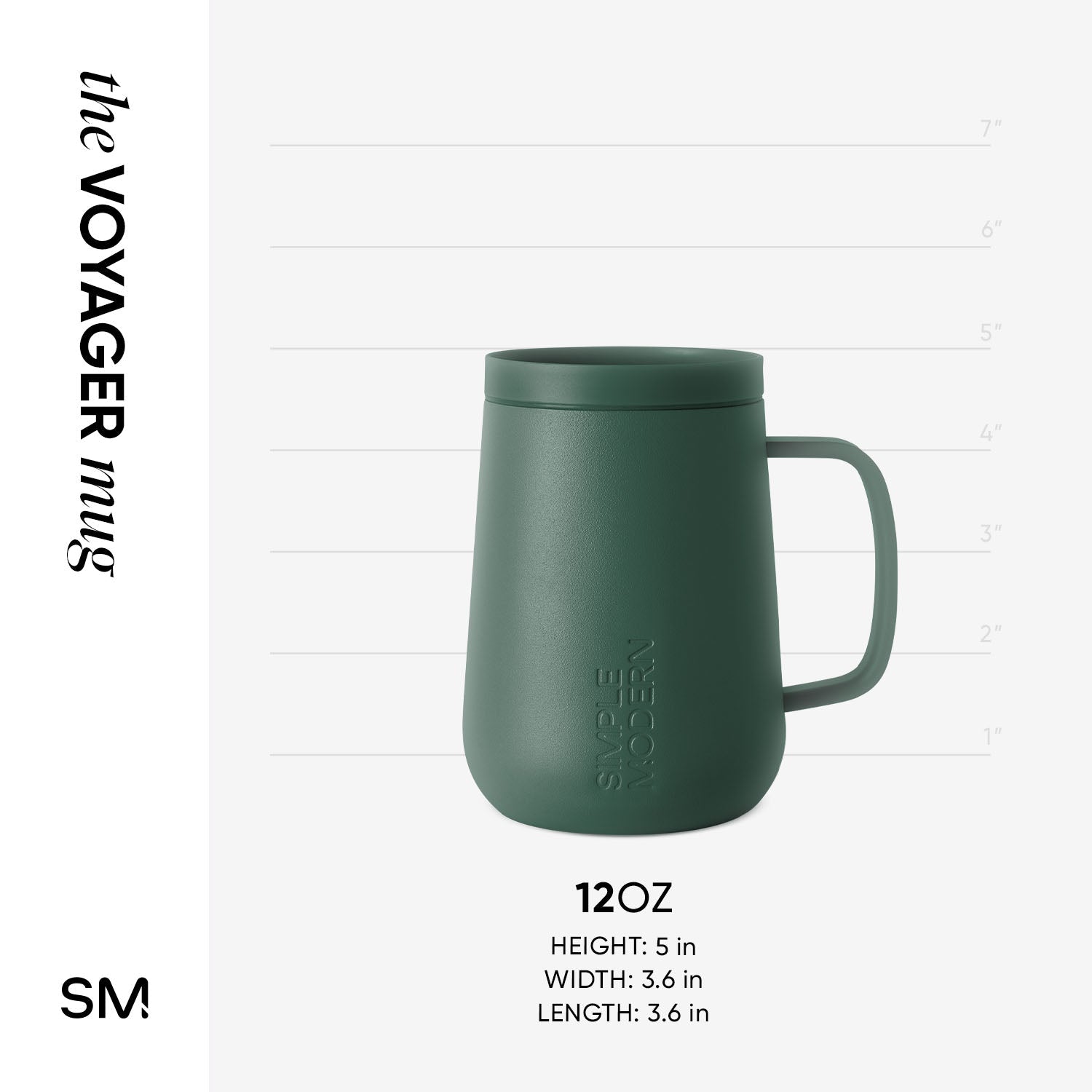Sage green drinkware vessel with measurement markings displayed against a light gray background, showing product dimensions and capacity specifications for sizing reference.