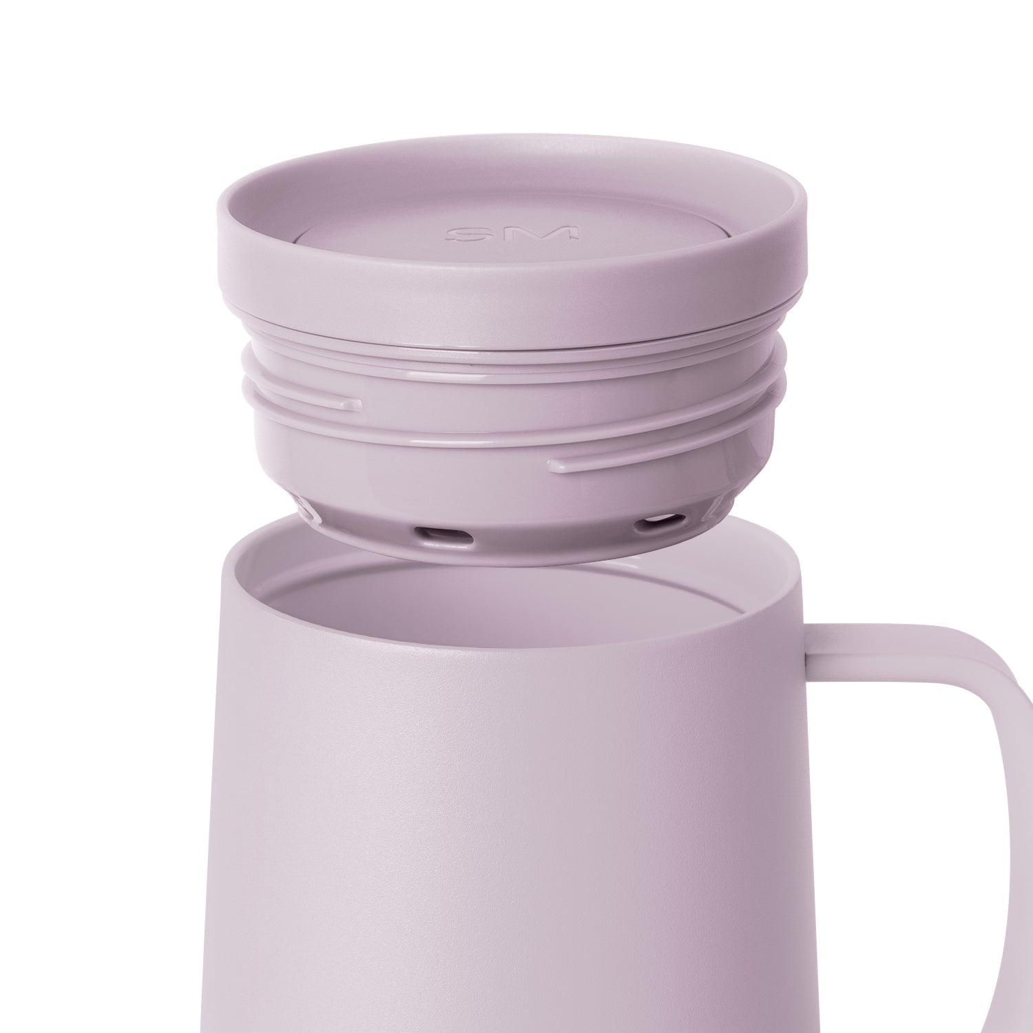 Dusty purple matte makeup organizer with lid, shown against neutral background