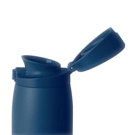 Deep navy blue drinkware on white background